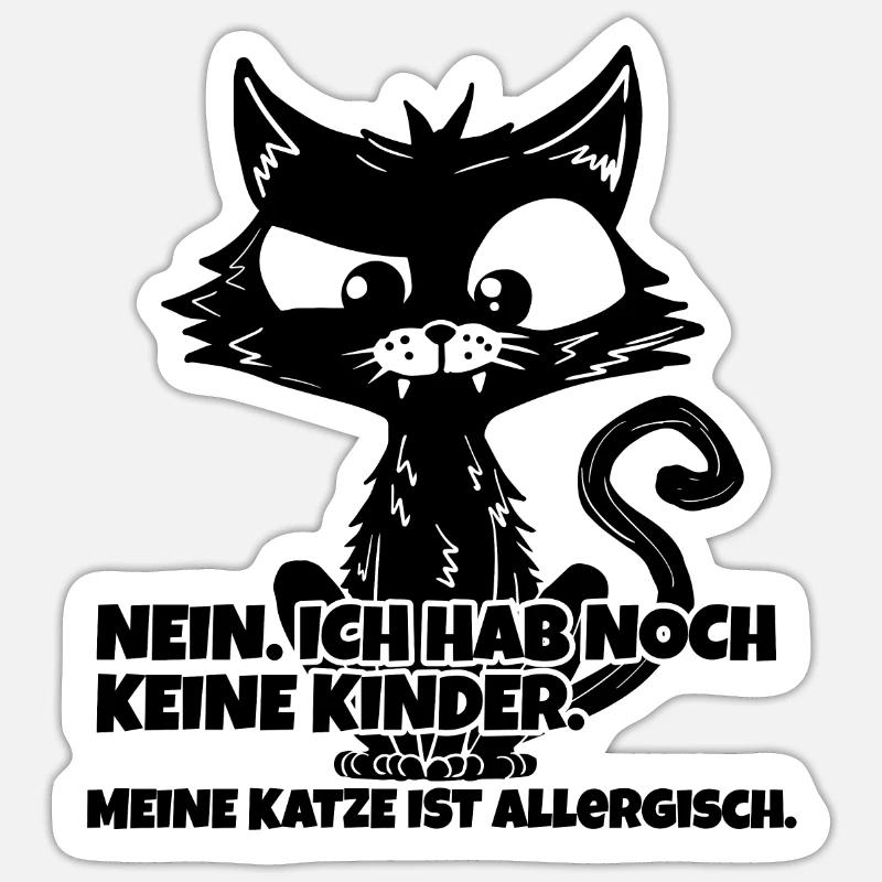 Süßes Kätzchen "Allergisch" Katze - Sticker Größe S (10 x 10 cm) - Mattweiß