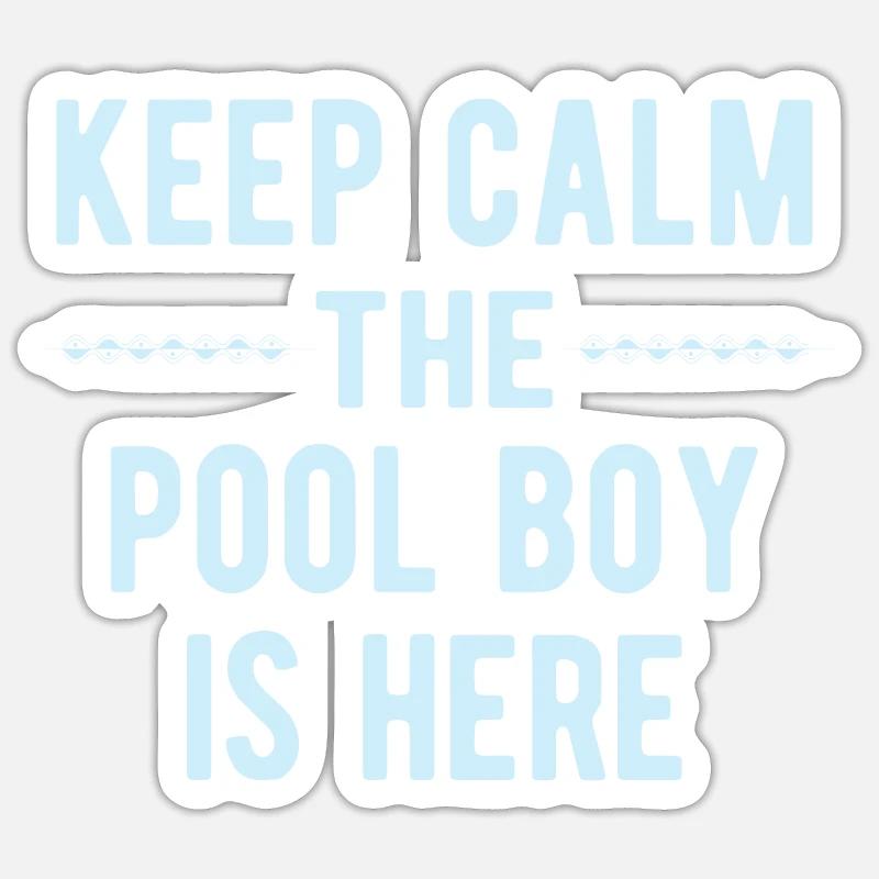 Pool Boy: Keep Calm - Sticker Größe S (10 x 10 cm) - Mattweiß