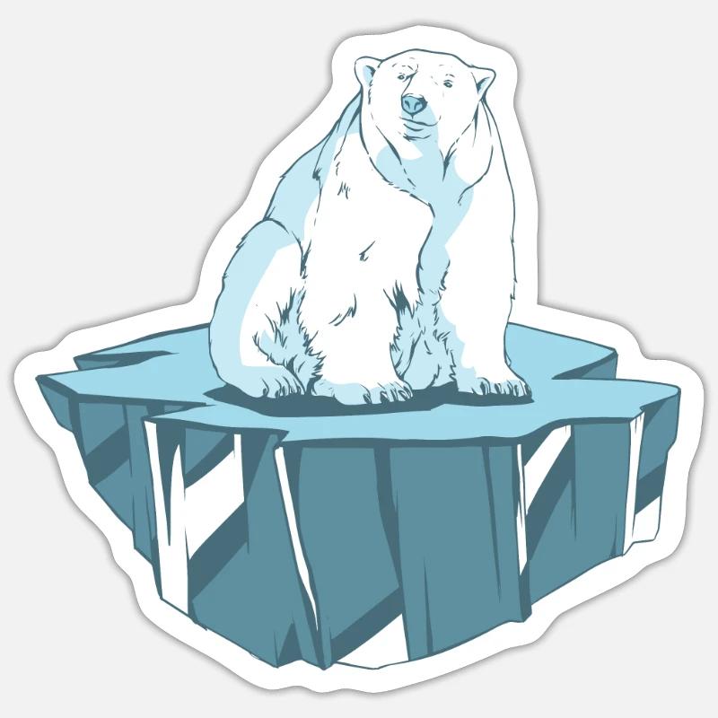 Eisbär auf Eisscholle - Sticker Größe S (10 x 10 cm) - Mattweiß