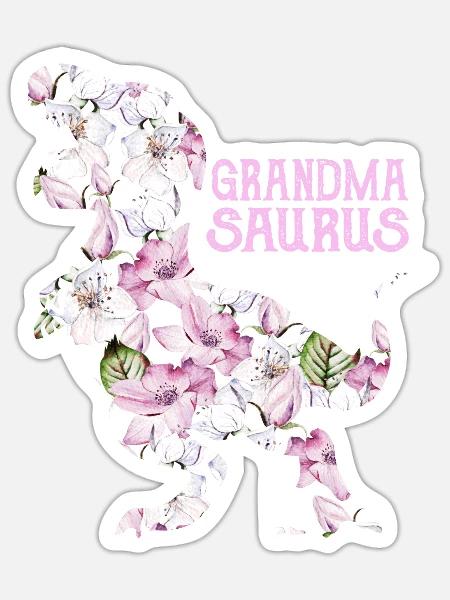 Oma Saurus - Sticker Größe S (10 x 10 cm) - Mattweiß