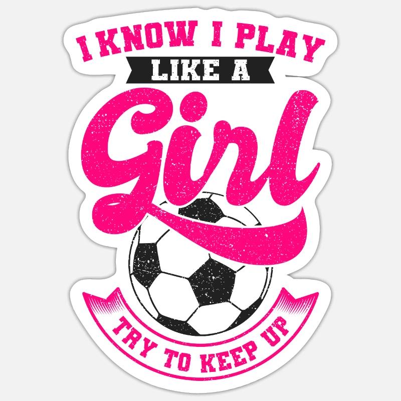 Fussball Mädchen - Sticker Größe S (10 x 10 cm) - Mattweiß