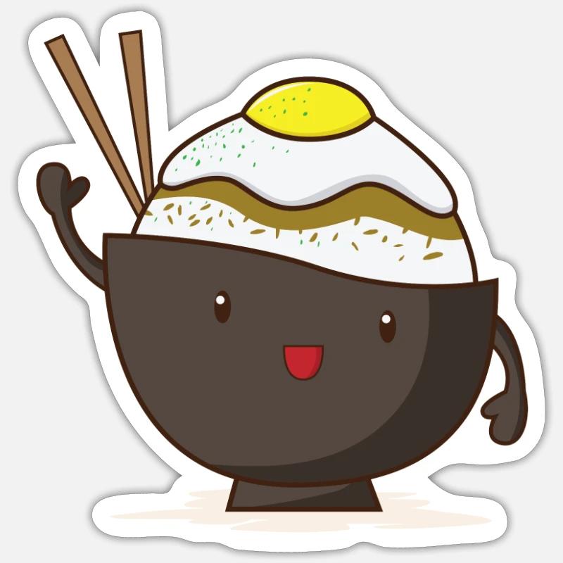 Rice bowl with egg - Sticker size S (10 x 10 cm) - white matte