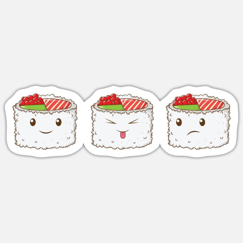 riz à sushi drôle - Sticker taille S (10 x 10 cm) - blanc mat