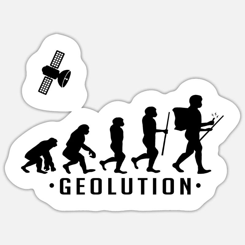 Chemise geocaching evolution Geolution - Sticker taille S (10 x 10 cm) - blanc mat