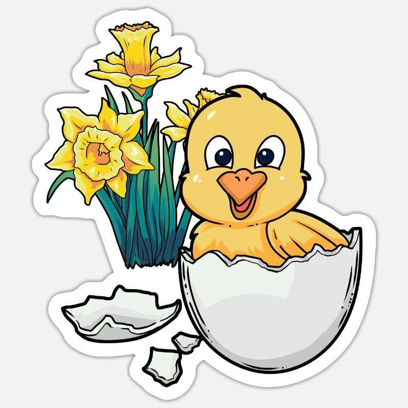 Joyeux Easter Chicks Easter Egg Kids Bébé Chick Egg Egg Sticker taille S (10 x 10 cm)