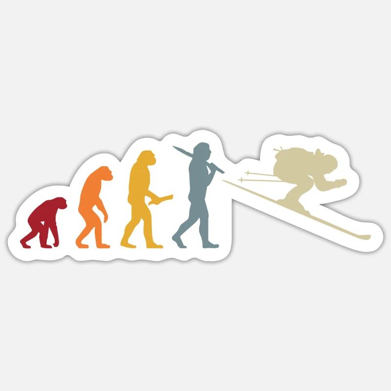 Evolution Ski Abfahrt Slalom Piste Party Geschenk Sticker Größe S (10 x 10 cm)