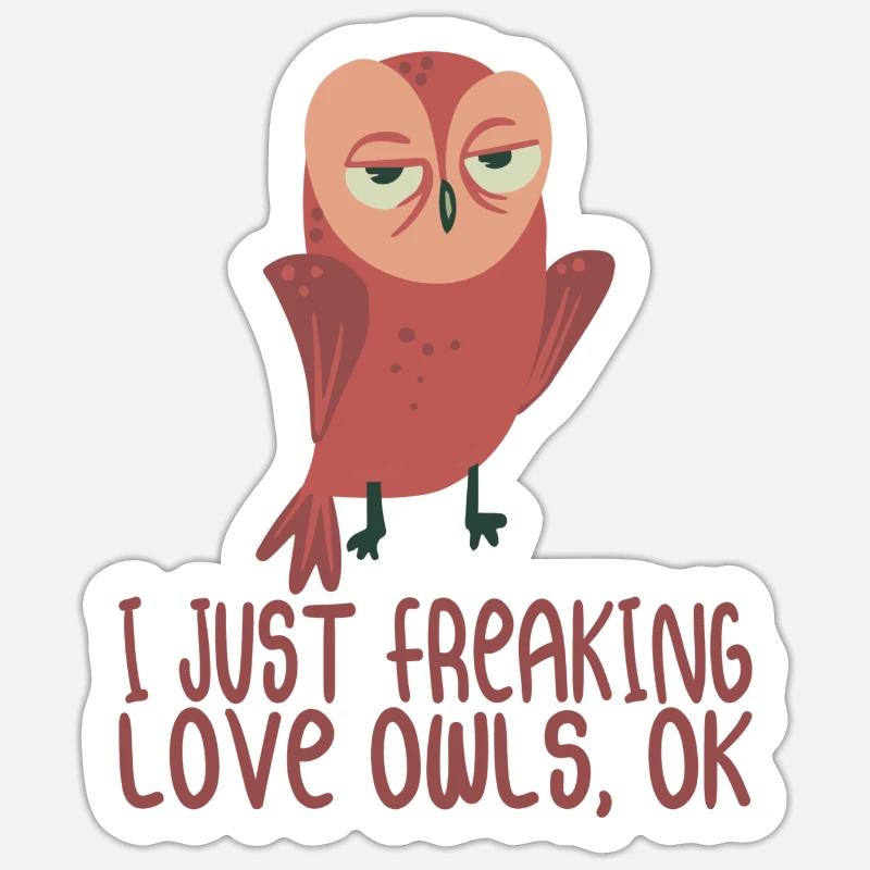 Eule - Ich liebe Eulen - Sticker Größe S (10 x 10 cm) - Mattweiß