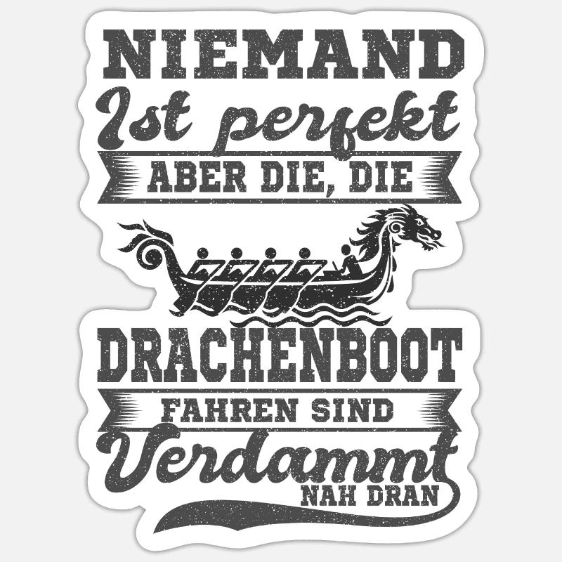 Drachenboot - Sticker Größe S (10 x 10 cm) - Mattweiß