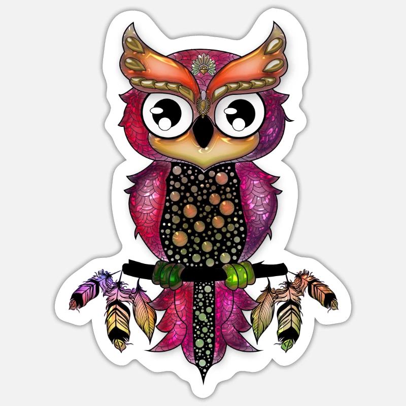 Süße elegante Eule - Sticker Größe S (10 x 10 cm) - Mattweiß