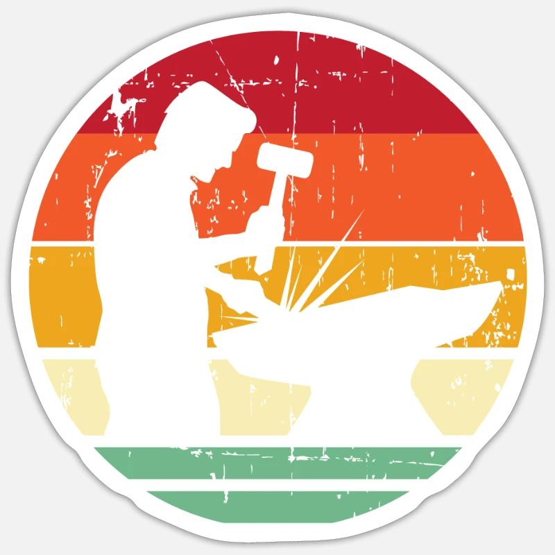 Cadeau de forge cool | Forgeron, Métallicien, - Sticker taille S (10 x 10 cm) - blanc mat