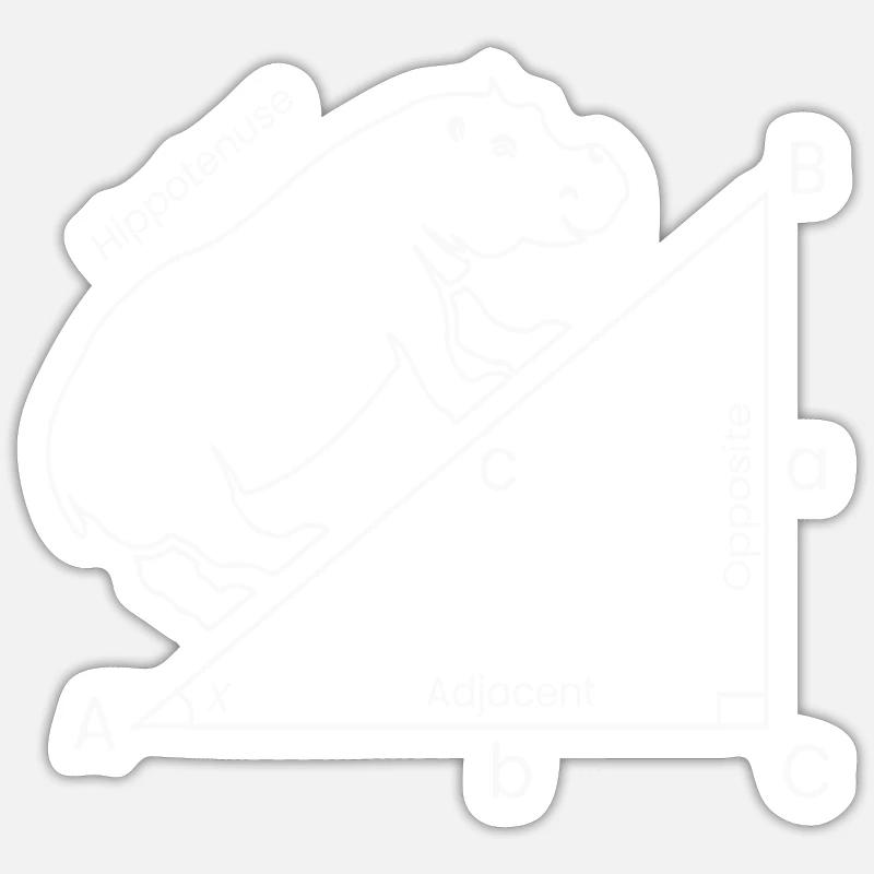 Hippotenuse Hippo Mathématiques Mathématiques Pi - Sticker taille S (10 x 10 cm) - blanc mat