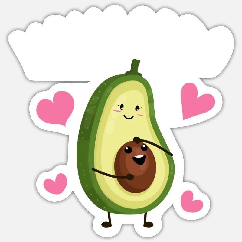 Mamacado Avocado Mutter Kind Geschenk - Sticker Größe S (10 x 10 cm) - Mattweiß