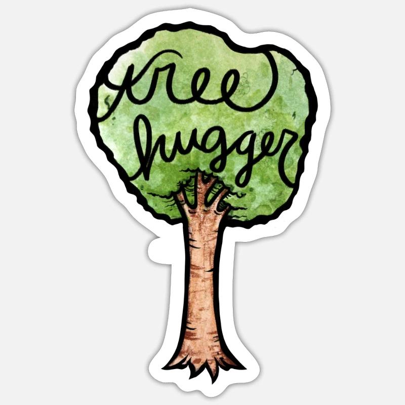arbre hugger - Sticker taille S (10 x 10 cm) - blanc mat