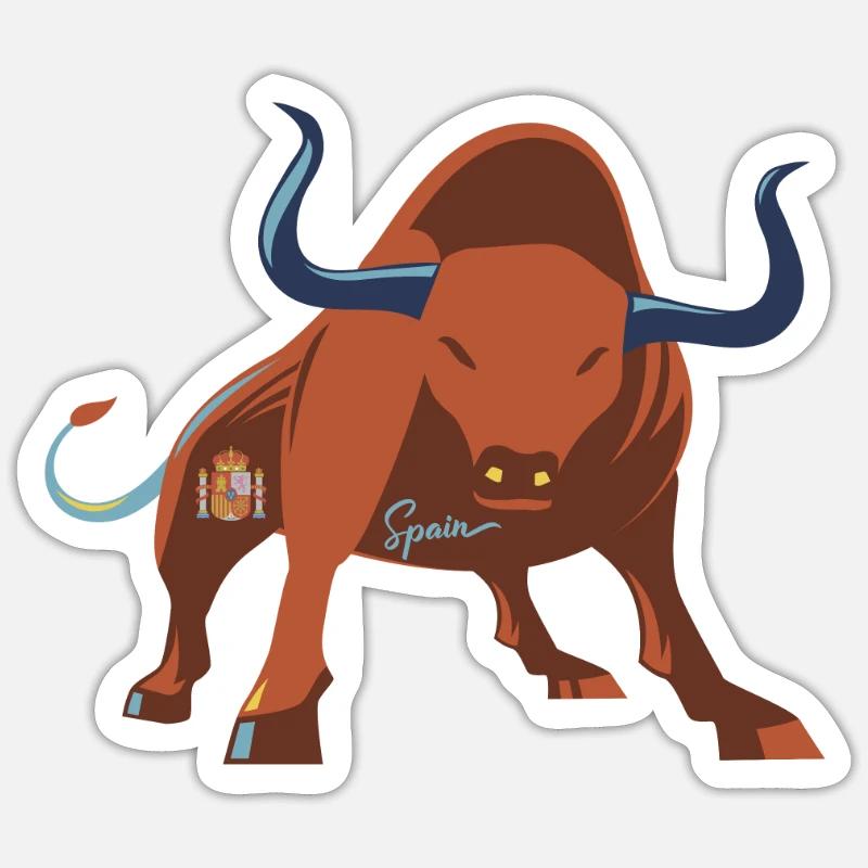 Stier Spanien - Sticker Größe S (10 x 10 cm) - Mattweiß