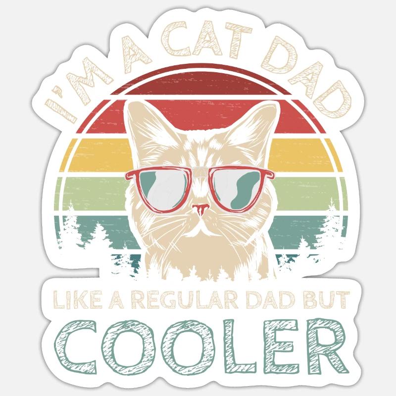 Cadeau drôle de papa de chat de chat de papa de chat - Sticker taille S (10 x 10 cm) - blanc mat