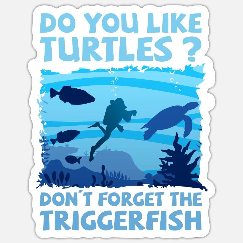 DIVING - TURTLE - PRESSURE FISH Sticker size S (10 x 10 cm)