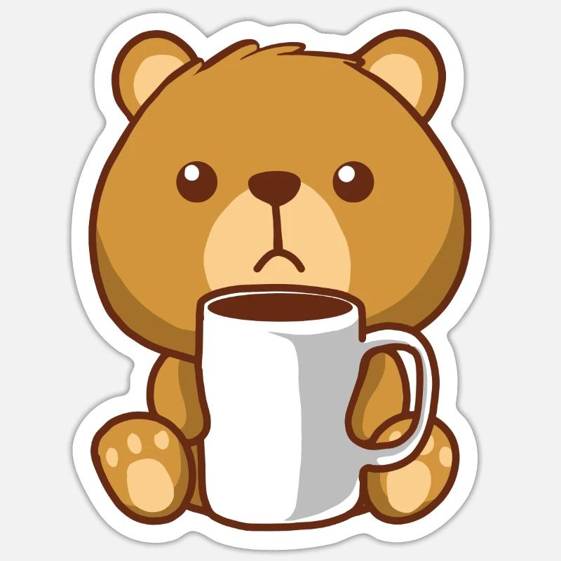 Braunbär Bär Kaffee Bärchen - Sticker Größe S (10 x 10 cm) - Mattweiß