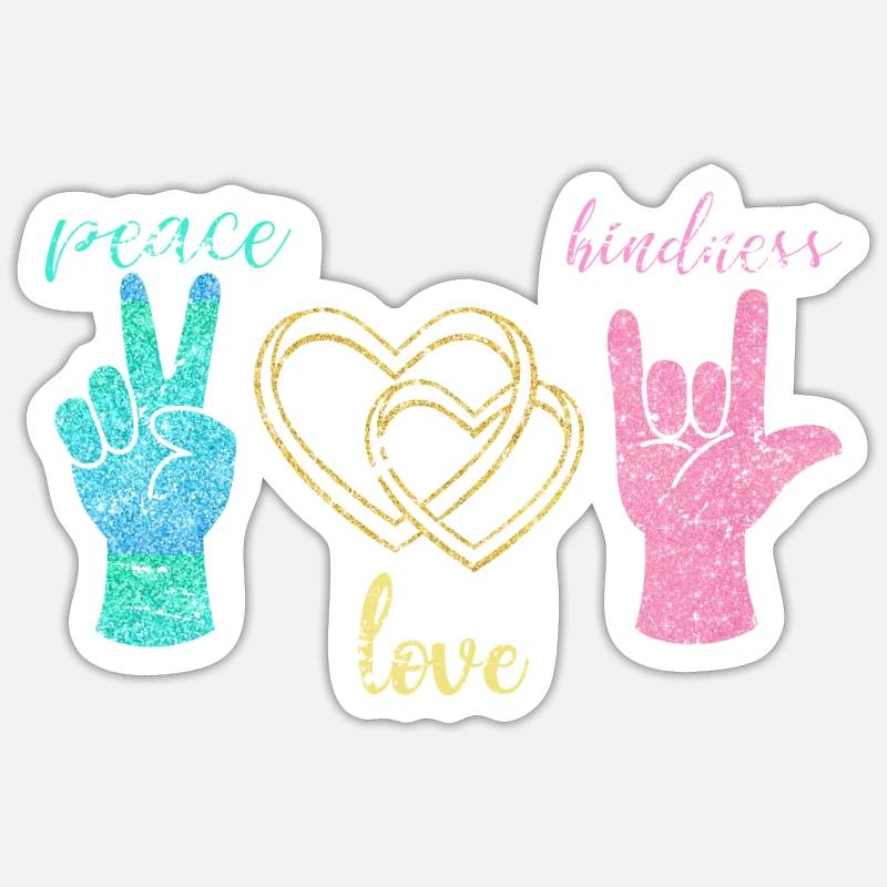 Frieden Liebe Harmonie - Sticker Größe S (10 x 10 cm) - Mattweiß