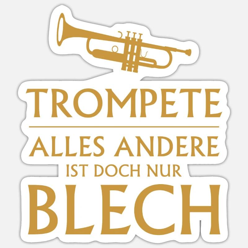 Trompete Blech Geschenk - Sticker Größe S (10 x 10 cm) - Mattweiß