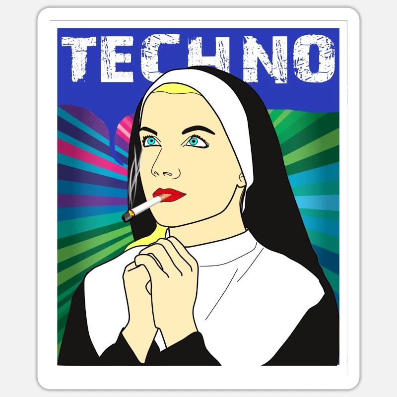 Techno Nun Sticker size S (10 x 10 cm)