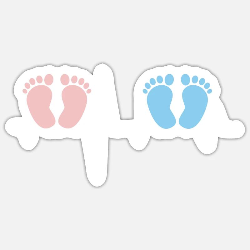 Herzschlag EKG Zwillingsmutter Zwillingsvater Tee - Sticker Größe S (10 x 10 cm) - Mattweiß