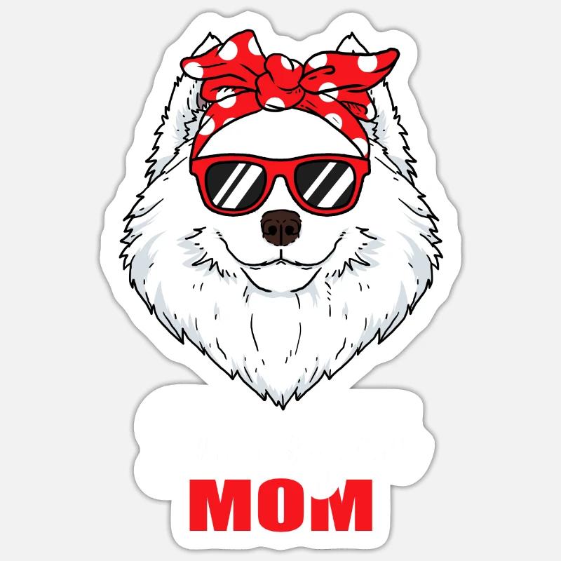 Samojede Hunde Mama Geschenk - Sticker Größe S (10 x 10 cm) - Mattweiß