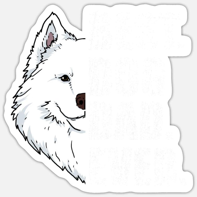 Bester Hunde Papa Samojede Hunde Geschenk - Sticker Größe S (10 x 10 cm) - Mattweiß