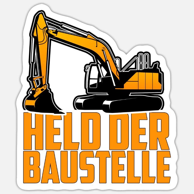 Held der Baustelle Bagger Baggerfahrer Sticker Größe S (10 x 10 cm)