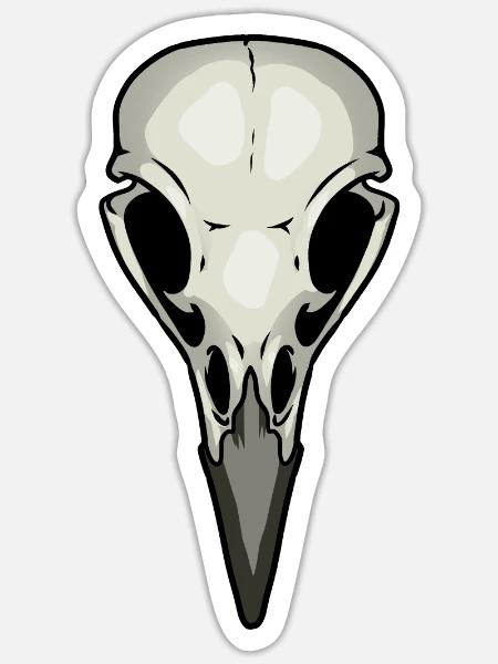 Rabe Krähe Vogel Totenkopf Schädel Tod Voodoo - Sticker Größe S (10 x 10 cm) - Mattweiß