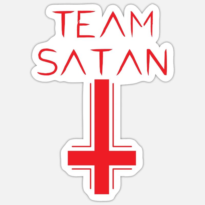 Satan Devil Baphomet Team Satan upside down cross Sticker size S (10 x 10 cm)