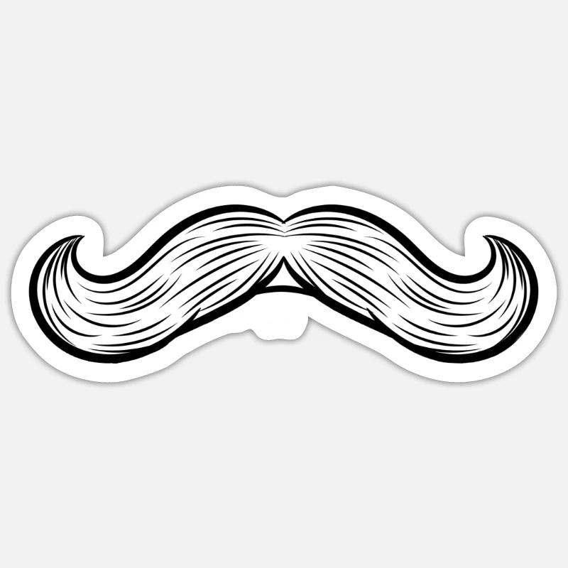 Hipster Schnurrbart Oberlippenbart - Sticker Größe S (10 x 10 cm) - Mattweiß