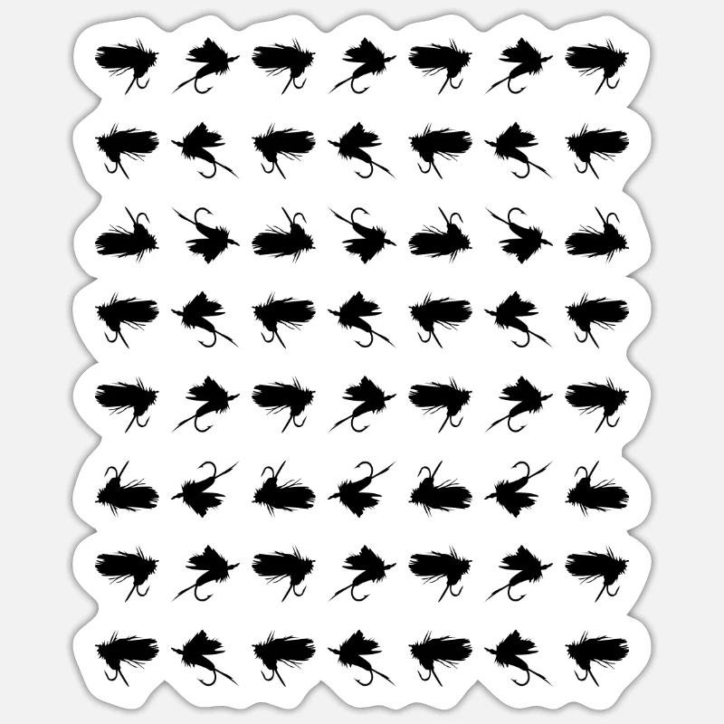 Mouches appâts de mouches motifs - Sticker taille S (10 x 10 cm) - blanc mat