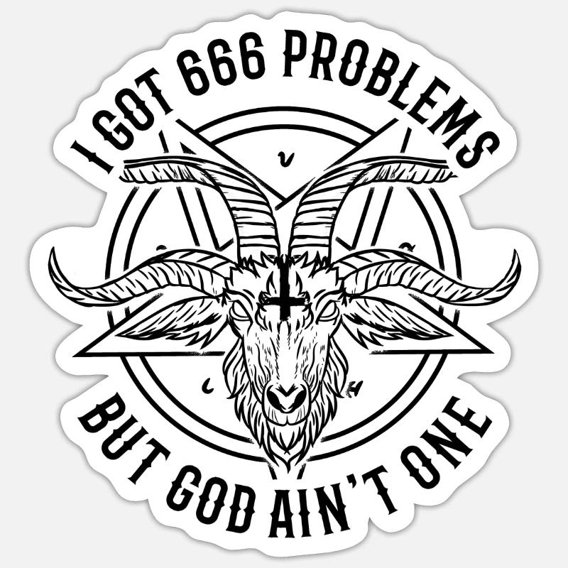 Masque Baphomet Pentagram Satan Goth - Sticker taille S (10 x 10 cm) - blanc mat