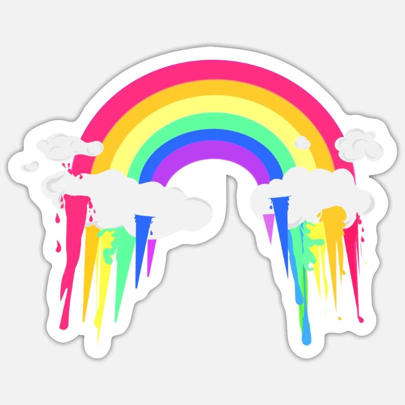 Rainbow Clouds Abstrak - Sticker size S (10 x 10 cm) - white matte