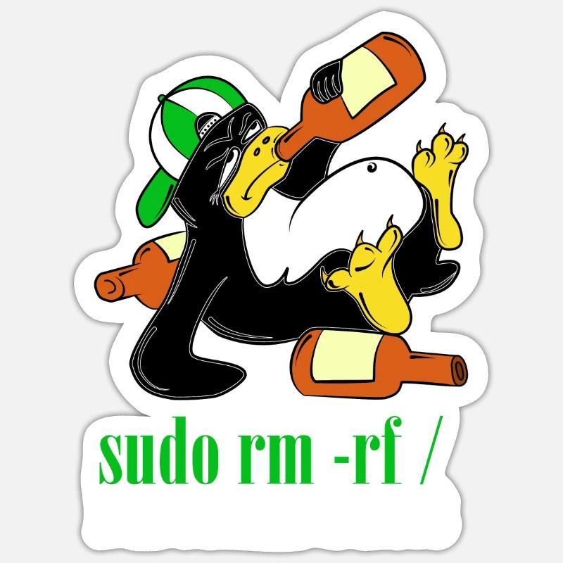 Linux Pinguin Sudo Admin Lustig Informatik PC Nerd Sticker Größe S (10 x 10 cm)