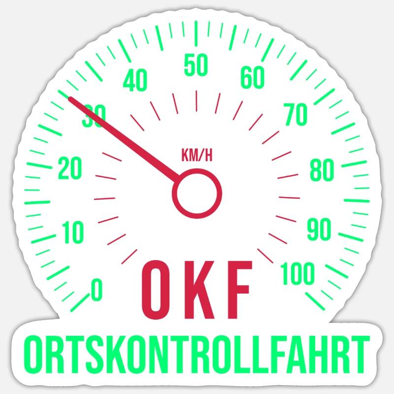 OKF Ortskontrollfahrt Ort kontrollfahrt - Sticker Größe S (10 x 10 cm) - Mattweiß