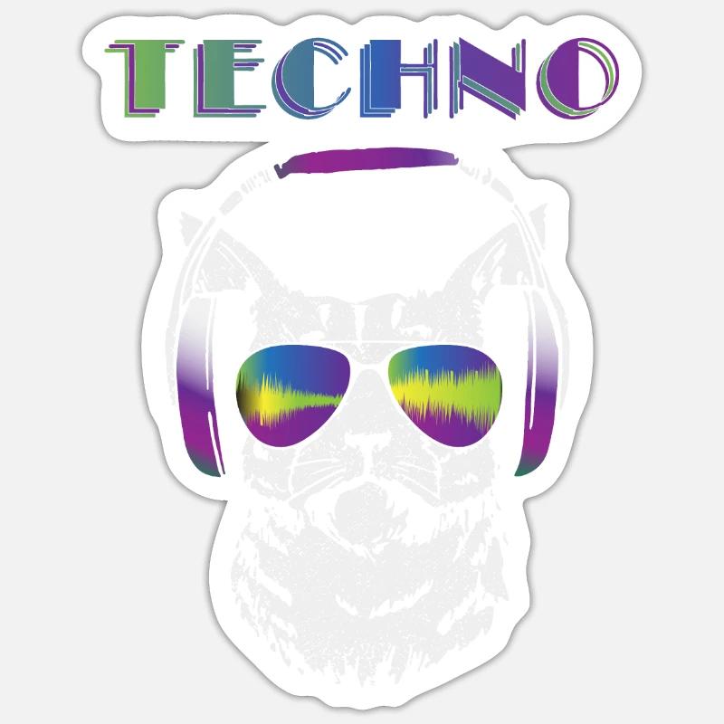Techno - Sticker size S (10 x 10 cm) - white matte