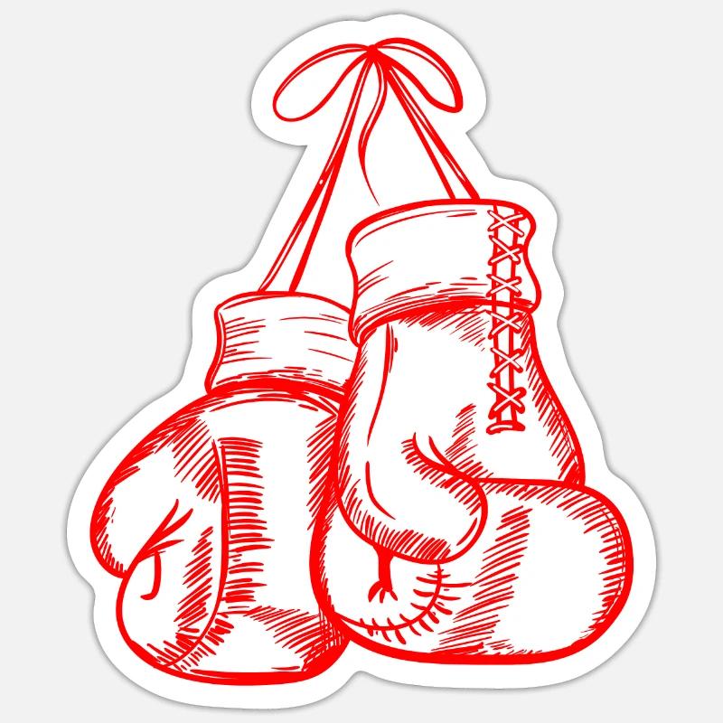 Rote Boxhandschuhe - Sticker Größe S (10 x 10 cm) - Mattweiß