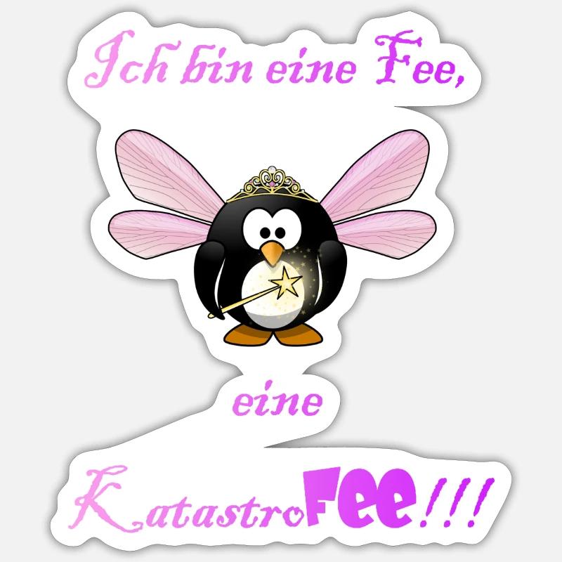 Ich bin eine Fee, eine KatastroFEE - Sticker Größe S (10 x 10 cm) - Mattweiß