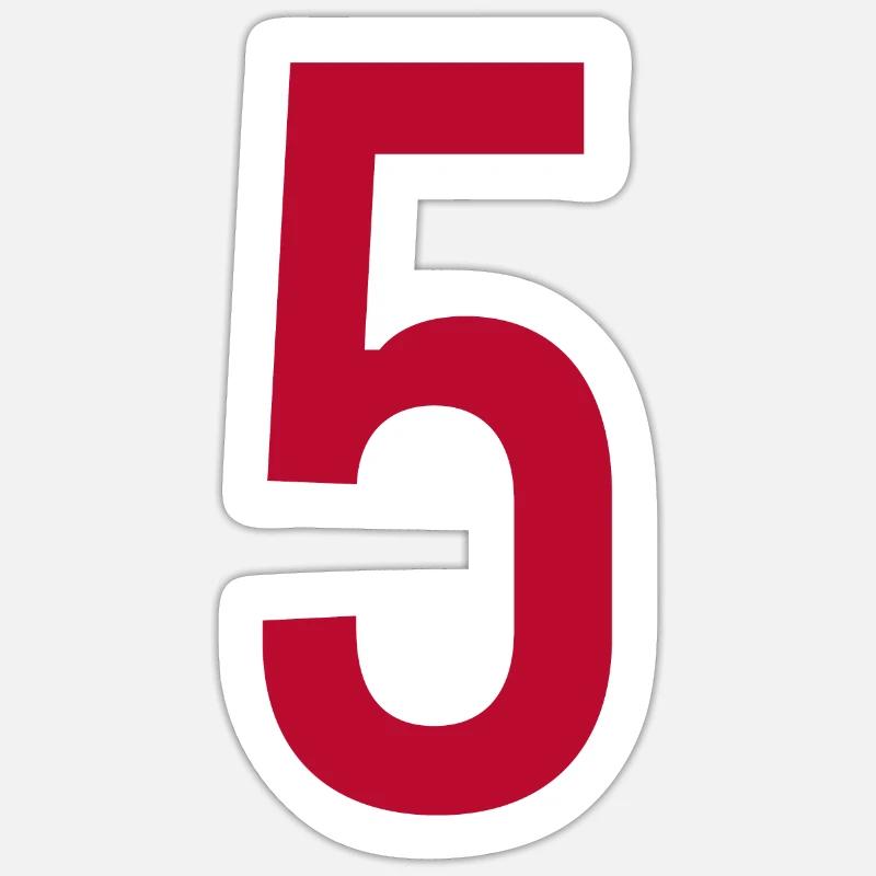 Number 5 number five - Sticker size S (10 x 10 cm) - white matte
