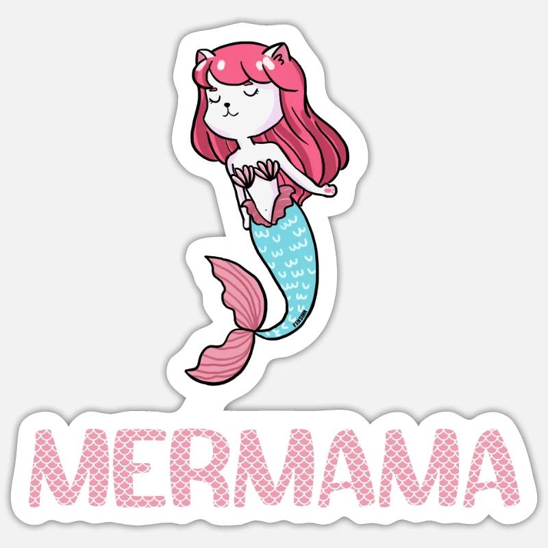 Mermama Meerjungfrau Mutter Wassernixe - Sticker Größe S (10 x 10 cm) - Mattweiß