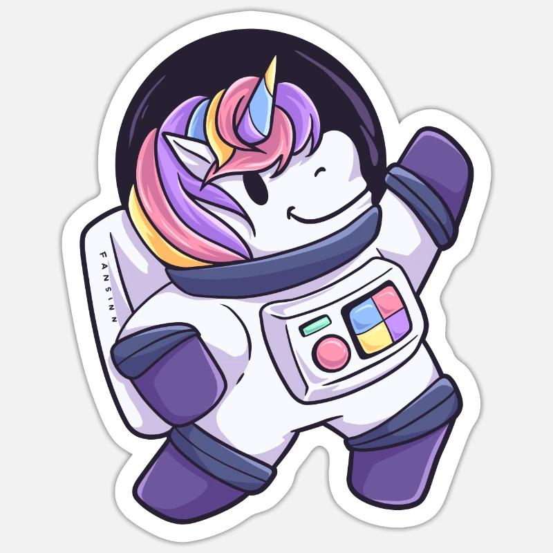 Cadeau d'astronaute de l'espace extra-atmosphérique de licorne - Sticker taille S (10 x 10 cm) - blanc mat
