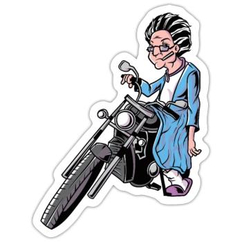Oma Motorrad Rente Ruhestand Biker Alter - Sticker Größe S (10 x 10 cm) - Mattweiß - Vorne