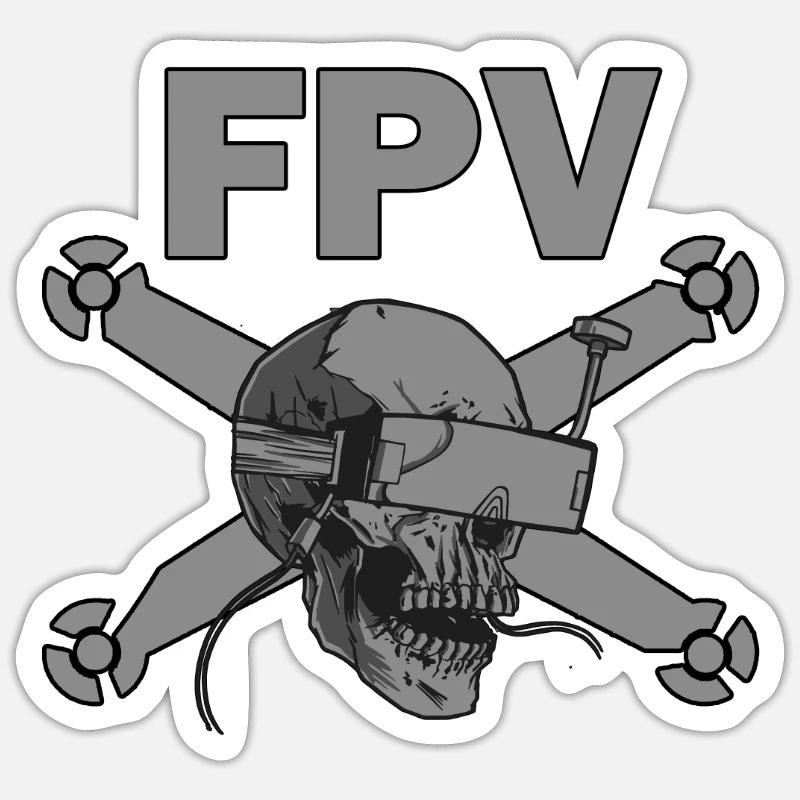 Pilote de drone FPV idée cadeau - Sticker taille S (10 x 10 cm) - blanc mat