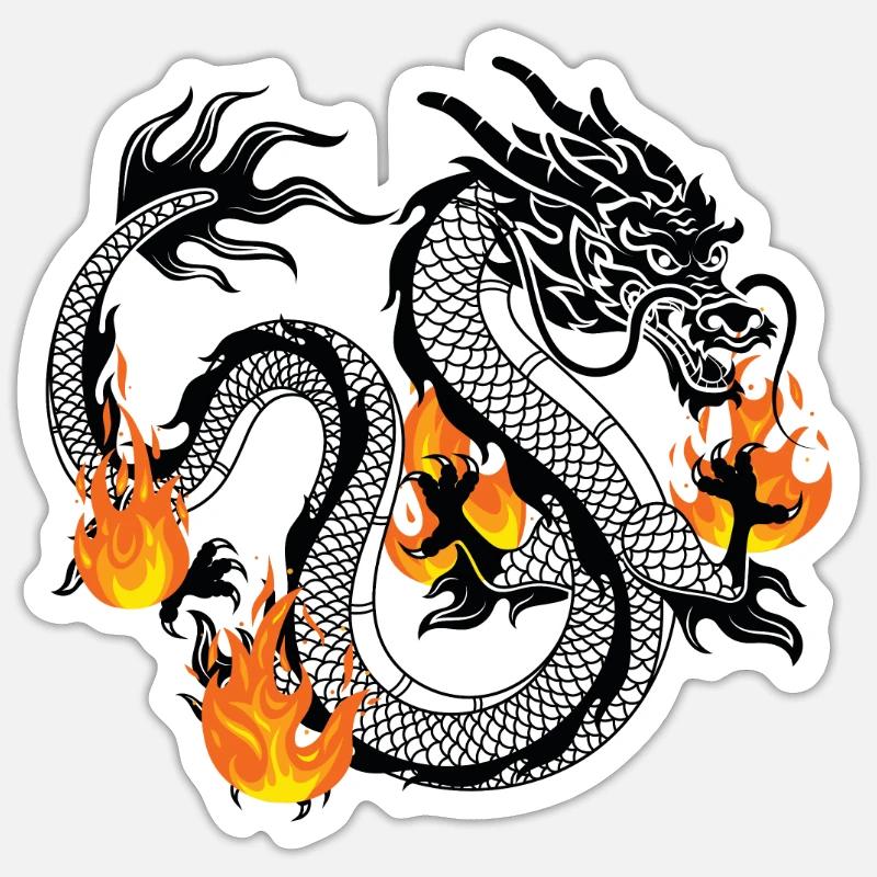 Dragon Dragons Conception dragon - Sticker taille S (10 x 10 cm) - blanc mat