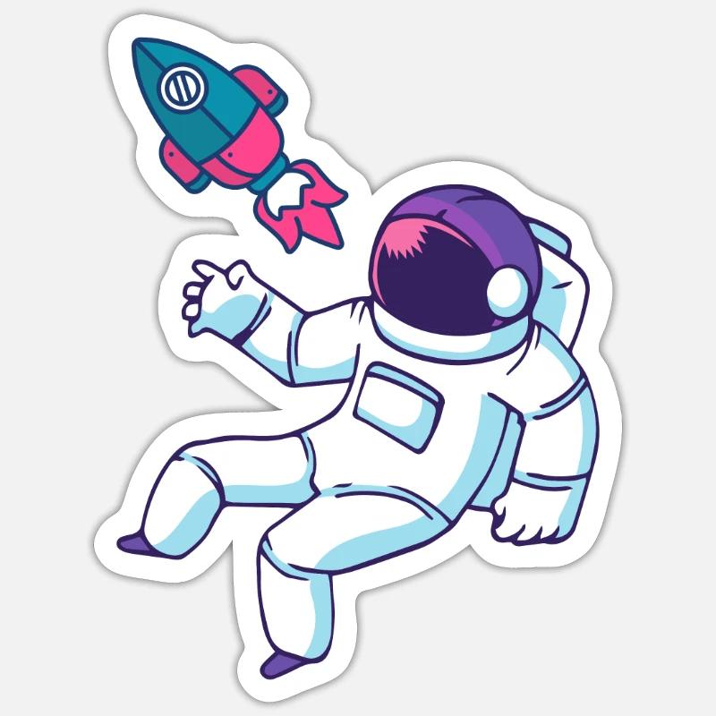 astronaut space space - Sticker size S (10 x 10 cm) - white matte