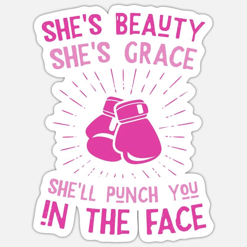 Beauty Grace Punch vous dans le visage - Sticker taille S (10 x 10 cm) - blanc mat
