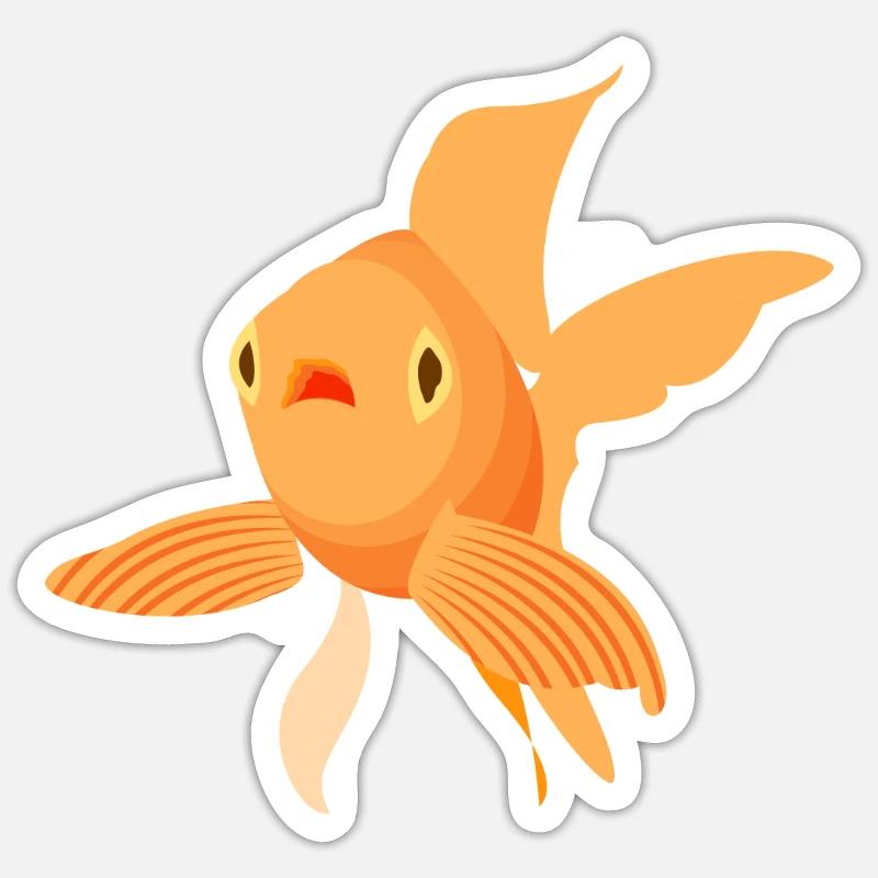 poisson rouge doux belle - Sticker taille S (10 x 10 cm) - blanc mat