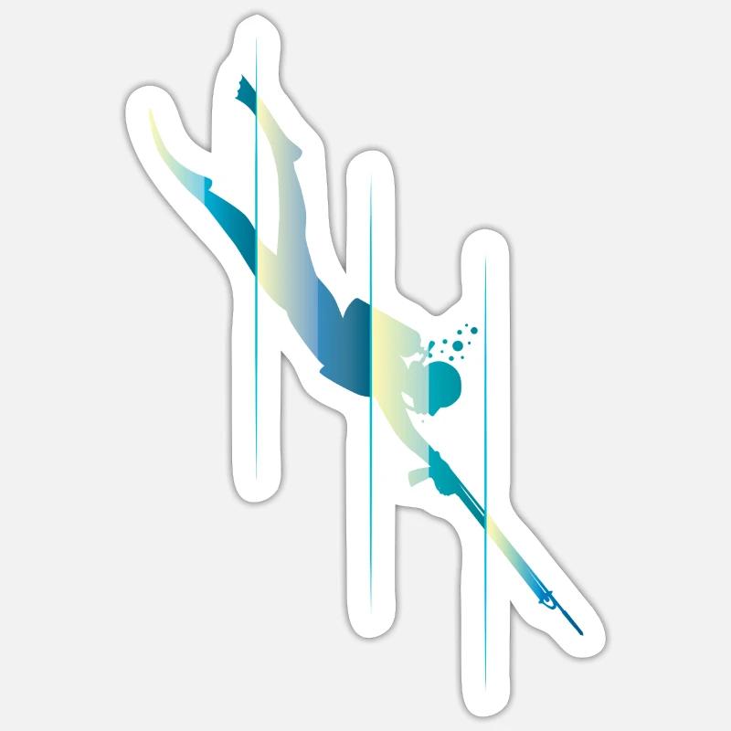 Speerfischen - Sticker Größe S (10 x 10 cm) - Mattweiß
