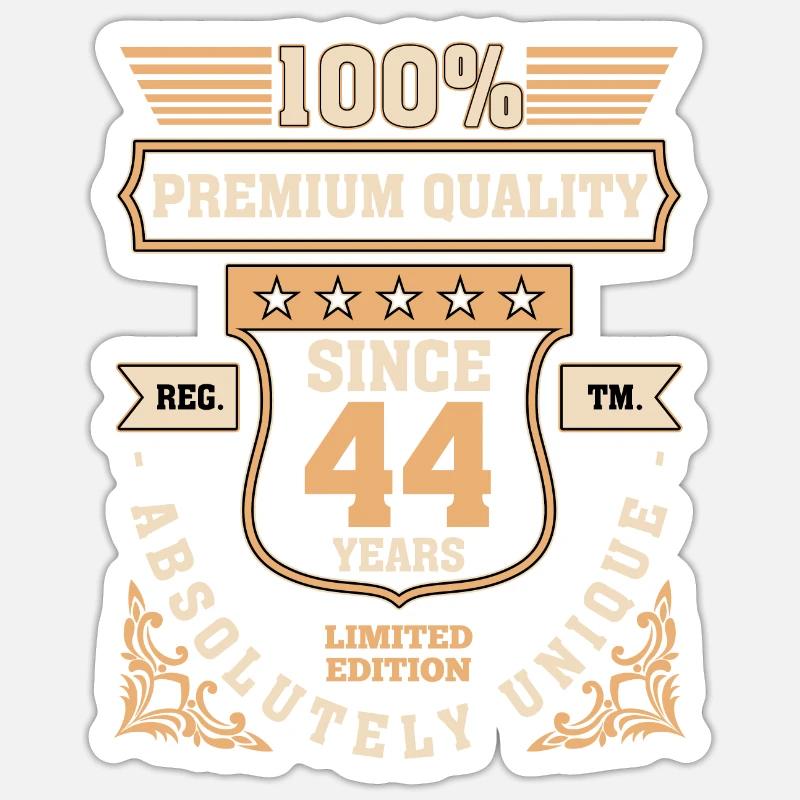 44e anniversaire 1976 cadeau présent idée rétro Sticker taille S (10 x 10 cm)